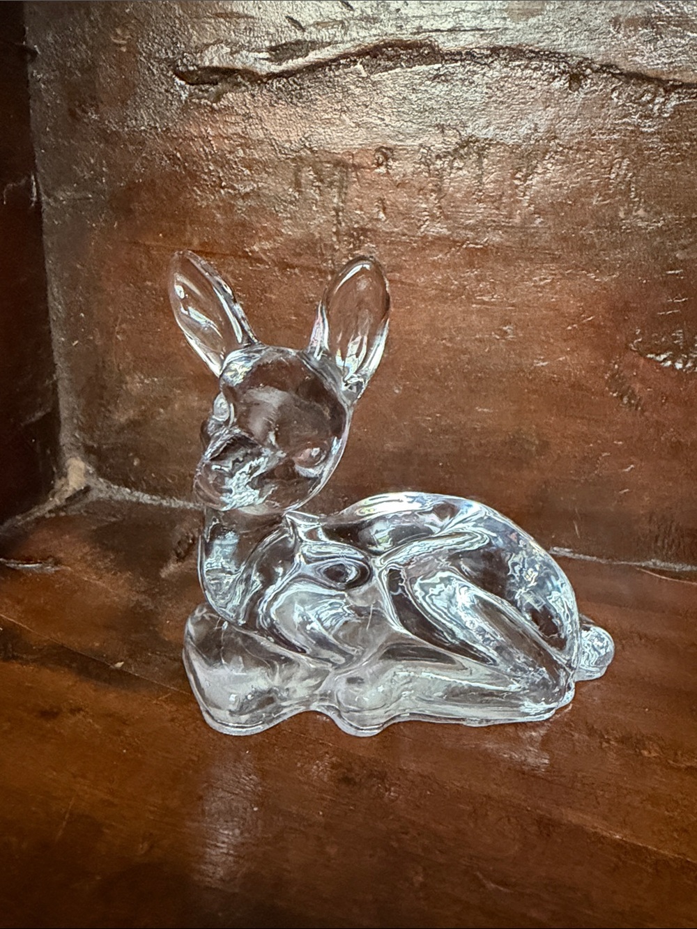 Fenton Clear Glass Deer Figurine - Elegant Home Art Accent/Paperweight